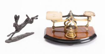 A set of Victorian brass domestic postal scales,