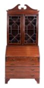 A mahogany and glazed bureau bookcase in George III style,