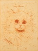 Louis Wain (British, 1860-1939) - May Howes - Red chalk on brown paper - 21.5 x 16cm - 35.