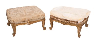 A pair of carved and giltwood foot stools in Roccoco revival style,