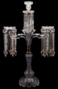 An imposing cut glass candelabrum,