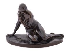 A French patinated bronze model of a maiden,