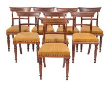 A set of eight regency rosewood side chairs,
