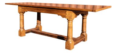 An oak dining table in late 17th century style,