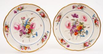 A fine pair of Nantgarw plates of lobed circular form,
