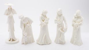 A set of four Royal Worcester limited edition white figures modelled by Glenis Devereaux and