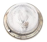 A cut glass and silver-plated metal mounted plafonnier, second quarter 20th century; the domed,