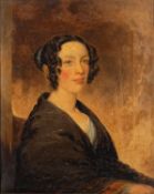A pair of portraits, British School, 19th Century - A portrait of a young lady, seated,