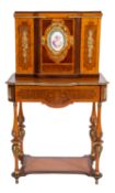 A walnut, burr walnut and exotic hardwood veneered bonheur-du-jour, in Transitional style,