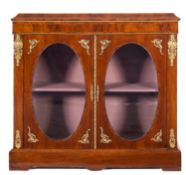 A Victorian walnut, crossbanded and gilt metal mounted side cabinet,