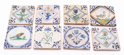 A group of eight Dutch delftware tiles,