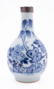 A Chinese blue & white guglet, late Qianlong painted with peony, bamboo and rockwork,