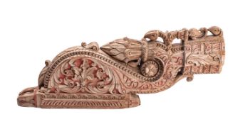 A South East Asian carved and polychrome wood corbel/bracket,