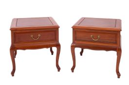 A pair of Chinese stained hardwood sofa or bedside tables,