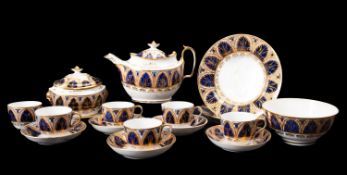 A John Rose Coalport porcelain part service, comprising a teapot and cover [knop pinned], stand,