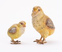 Two Austrian cold painted bronze models of chicks,