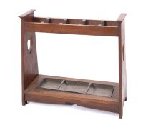 An oak hall stand in Arts & Crafts style, circa 1900; of rectangular form,