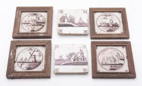 A mixed group of Delft and other tiles,