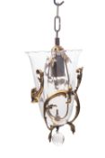 A gilt bronze mounted glass ceiling lantern, in Rococo Revival style,