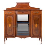 An Edwardian inlaid and crossbanded mahogany display cabinet,