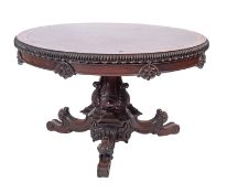 An Anglo Chinese stained hardwood, possibly Heitan wood circular breakfast table,