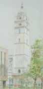 Charlotte Halliday (British, 20th Century) - The Queen's Tower, Imperial College Campus,