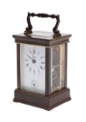 L'Epee, Angelus, a modern bronze and gilded brass French timepiece alarm carriage clock