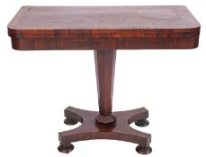 A Regency mahogany and rosewood banded card table,