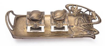 A Secessionist Movement brass desk stand, probably Austrian,