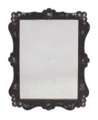 A Victorian papier mache and mother-of-pearl inset wall mirror,