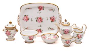 A Spode miniature cabaret set, comprising a tray, coffee pot, tureen, jug, bowl,