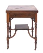 A Victorian rosewood and marquetry envelope card table,
