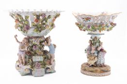 A Continental porcelain figural comport;