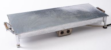 An Art Deco nickel plated metal serving dish warmer,