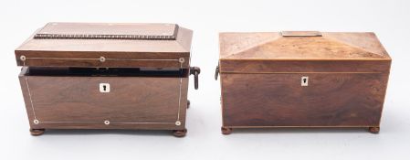 Two Regency sarcophagus form tea caddies,