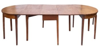 A George III mahogany 'D' end extending dining table,