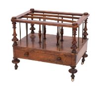 A Victorian walnut and mahogany Canterbury,