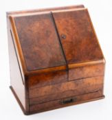 A Victorian burr walnut table top correspondence case, by Partridge & Cooper of London,