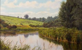 David Smith (British, b.1949) - River Chelmer, Maldon - Oil on canvas - 36.5 x 59.5cm - 51 x 74.