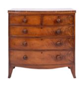 A Regency mahogany bow front chest of drawers,