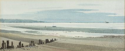 *Cavendish Morton (British 1911-2015) - Bembridge Beach, Evening - Watercolour - 16 x 37.