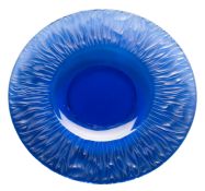 A Lalique Cristal Royal Water Lily plate, the blue body with ripple moulded rim,