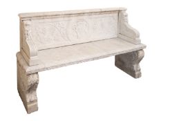 A fine sculpted Carrara marble garden seat,