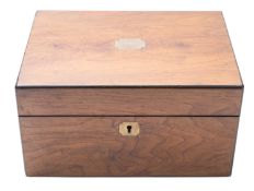 An early Victorian walnut work or sewing box,