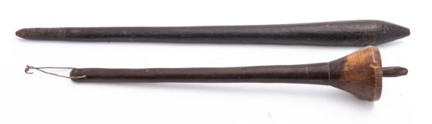 An Australian hardwood waddy or nulla nulla club,