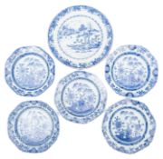 Six Chinese porcelain plates and bowls,