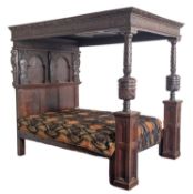 An Elizabethan oak half tester bed,