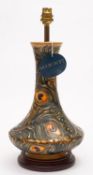 A Moorcroft pottery lamp,
