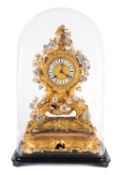 A fine ormolu and porcelain French mid-Victorian mantel clock,