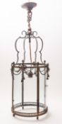 A gilt metal and glazed cylindrical hall lantern in George III style, late 19th century